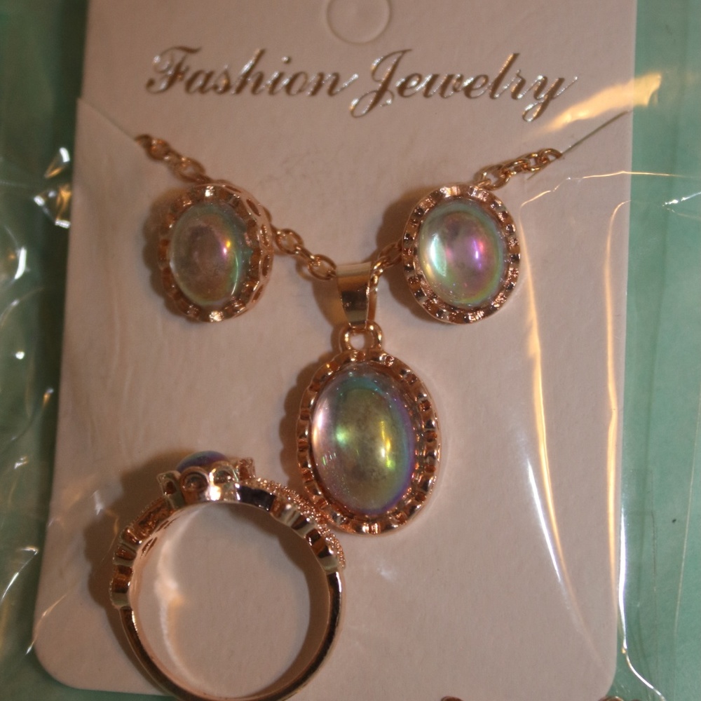 FASHION JEWELRY SET GOLD TONE COLORFUL STONE - Picture 4 of 4